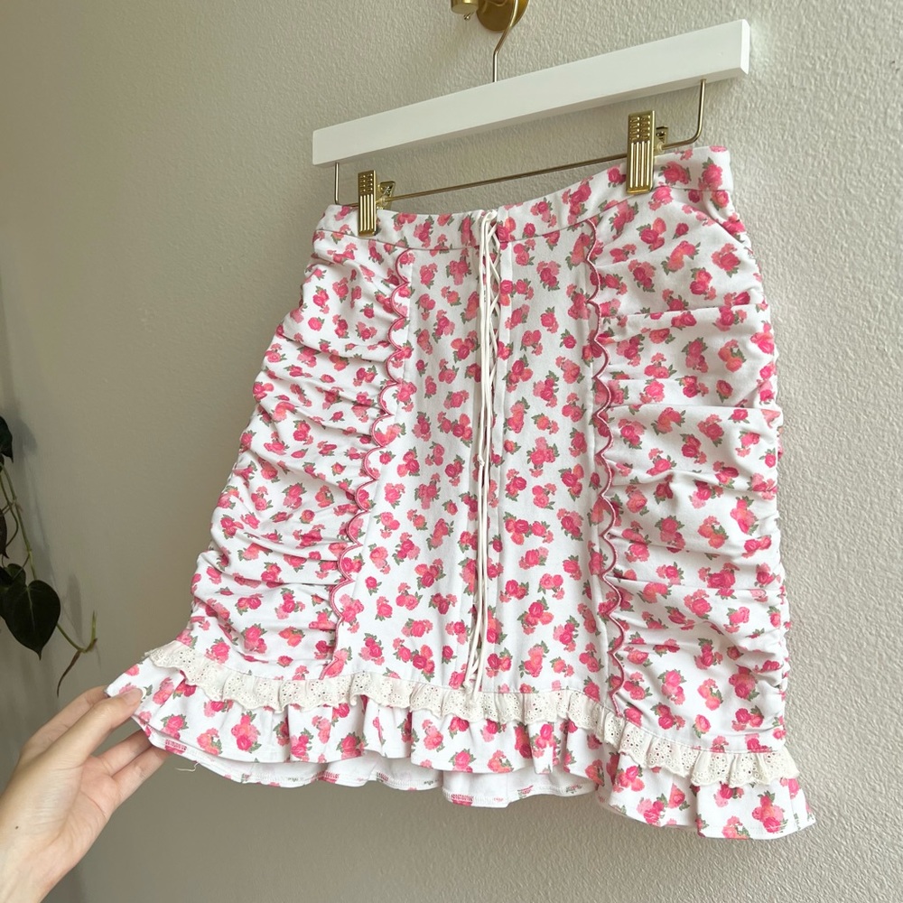 For Love & Lemons Baby Blooms Rose Floral Mini Skirt